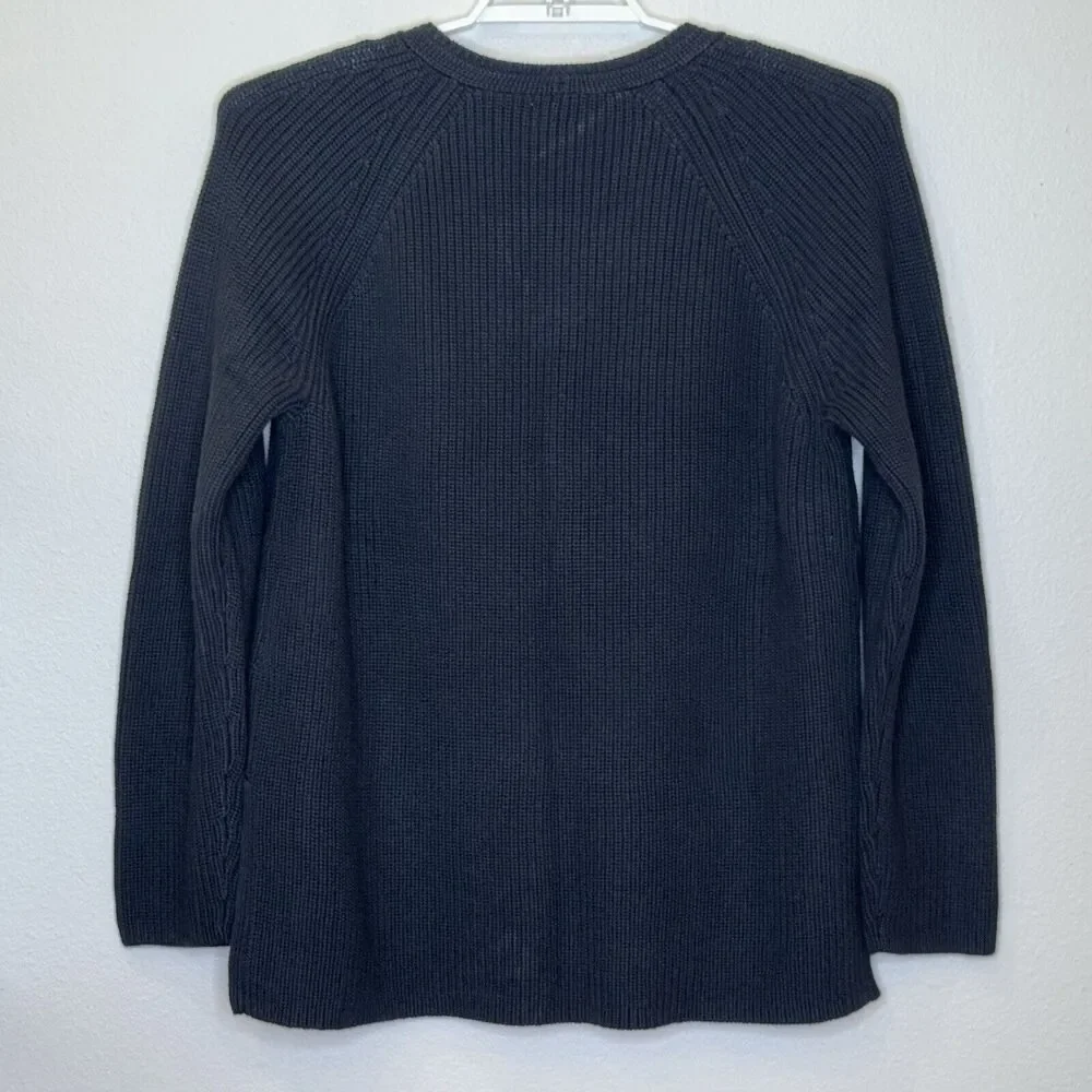 J.Crew Chunky Knit Tunic Sweater Womens Sz‎ XL Black V-Neck Long Sleeve NEW